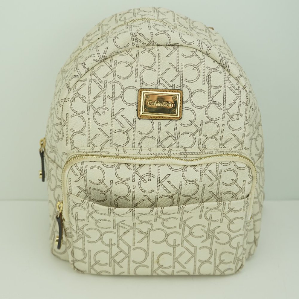 Calvin Klein Logo Backpack Off White and Gold